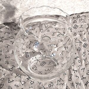 Indiana Glass VINTAGE CLEAR GLASS RUFFLED TOP IVY BOWL FLOWER VASE